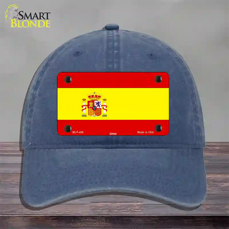 Spain Flag Novelty License Plate Hat Unconstructed Cotton / Navy