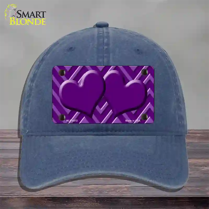 Purple Light Purple Heart Large Chevron Novelty License Plate Hat Unconstructed Cotton / Navy