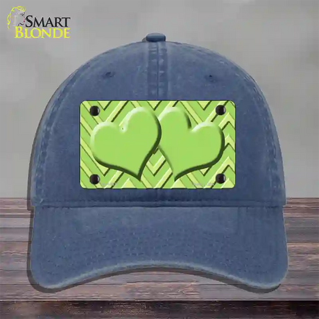 Lime Green Lighter Lime Green Heart Large Chevron Novelty License Plate Hat Unconstructed Cotton / Navy