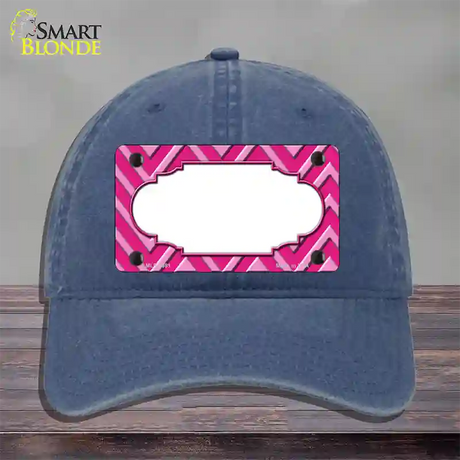 Pink Light Pink Scallop Large Chevron Novelty License Plate Hat Unconstructed Cotton / Navy