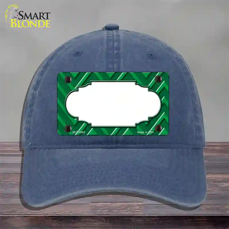 Green Light Green Scallop Large Chevron Novelty License Plate Hat Unconstructed Cotton / Navy