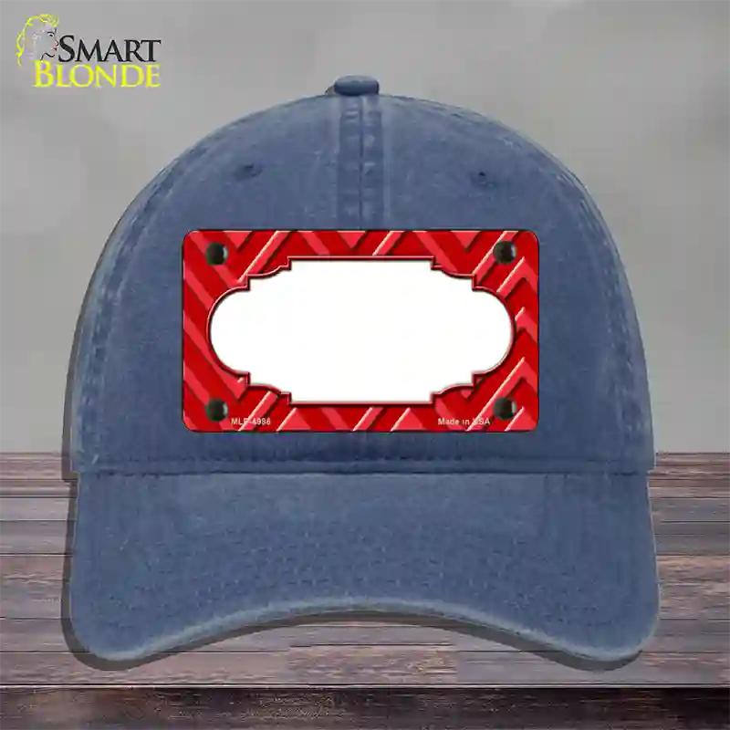 Red Light Red Large Scallop Chevron Novelty License Plate Hat Unconstructed Cotton / Navy