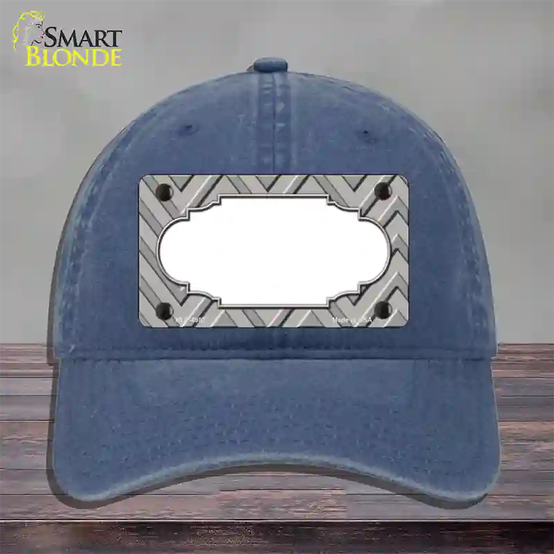 Grey Light Grey Scallop Large Chevron Novelty License Plate Hat Unconstructed Cotton / Navy