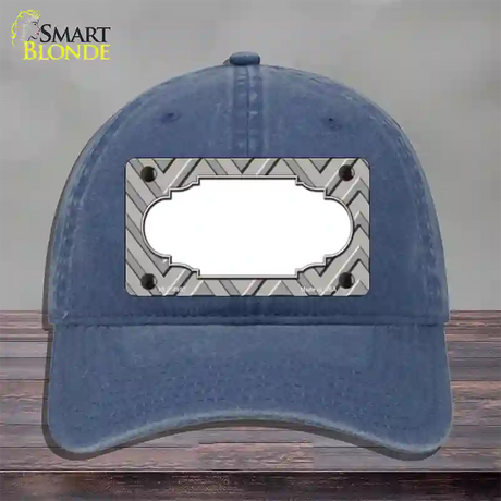 Grey Light Grey Scallop Large Chevron Novelty License Plate Hat Unconstructed Cotton / Navy