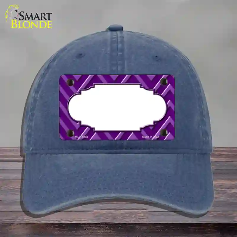 Purple Light Purple Scallop Large Chevron Novelty License Plate Hat Unconstructed Cotton / Navy