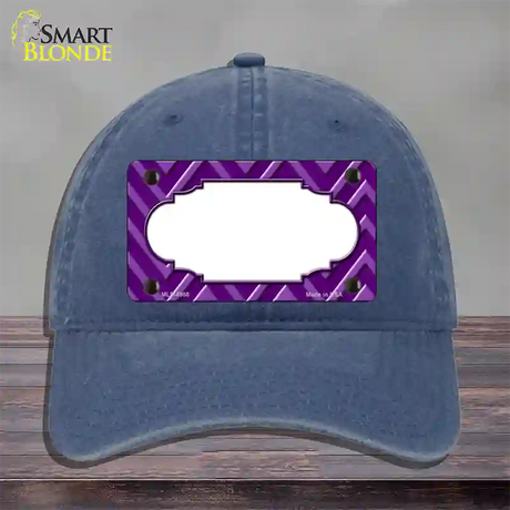 Purple Light Purple Scallop Large Chevron Novelty License Plate Hat Unconstructed Cotton / Navy