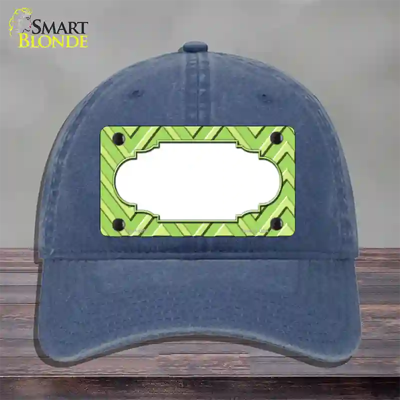 Lime Green Lighter Lime Green Scallop Large Chevron Novelty License Plate Hat Unconstructed Cotton / Navy