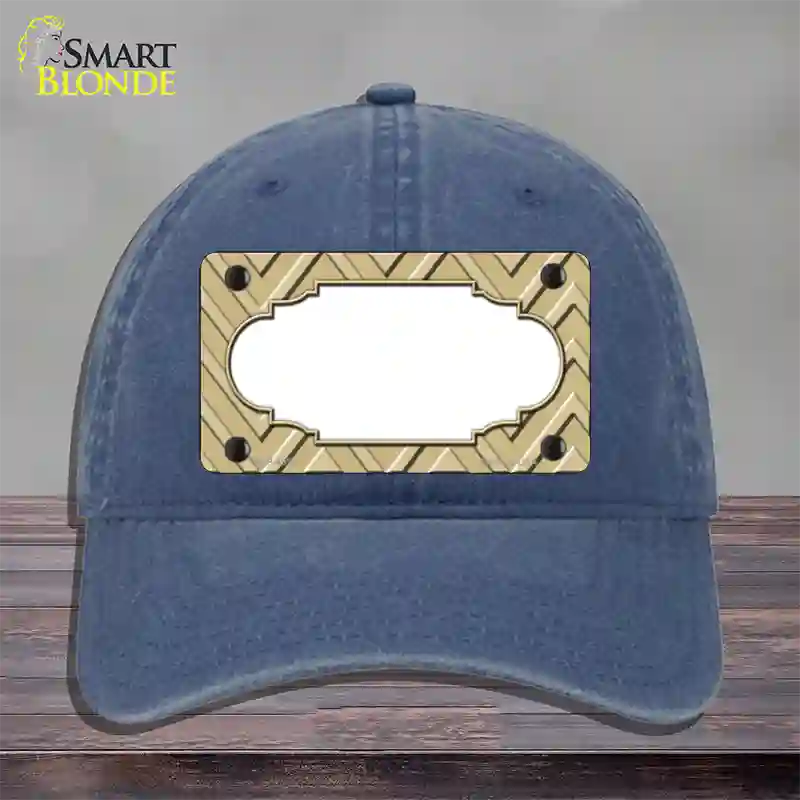 Gold Light Gold Scallop Large Chevron Novelty License Plate Hat Unconstructed Cotton / Navy