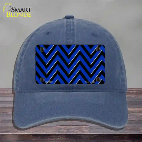 Blue Black Large Chevron Novelty License Plate Hat Unconstructed Cotton / Navy