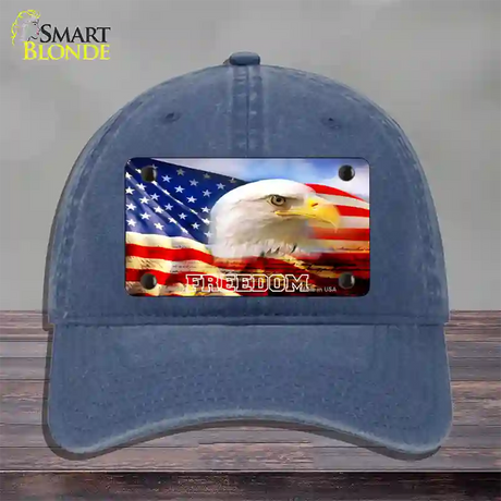 Freedom Bald Eagle Novelty License Plate Hat Unconstructed Cotton / Navy