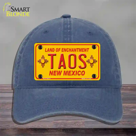 Taos Yellow New Mexico Novelty License Plate Hat Unconstructed Cotton / Navy