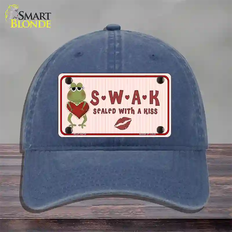 S.W.A.K. Valentine Frog Novelty License Plate Hat Unconstructed Cotton / Navy