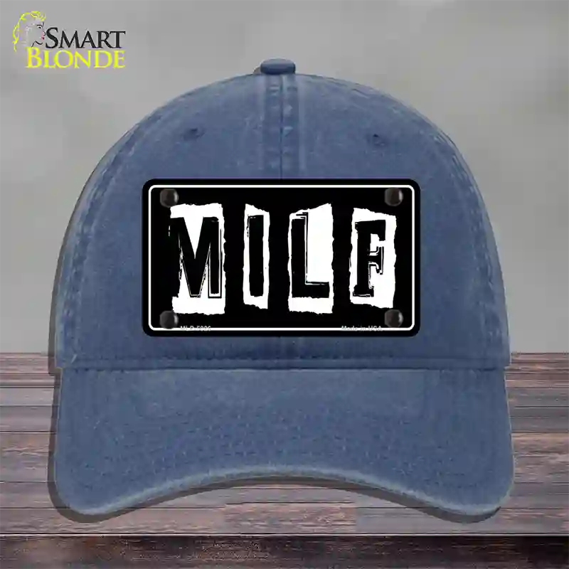 M.I.L.F Black Novelty License Plate Hat Unconstructed Cotton / Navy