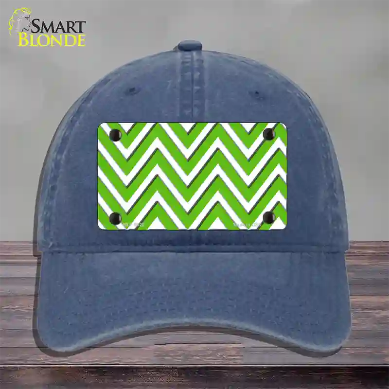 Kelly Green White Chevron Novelty License Plate Hat Unconstructed Cotton / Navy