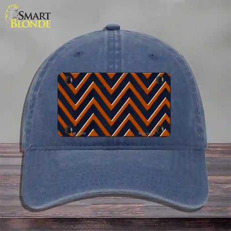 Orange Navy Blue Chevron Novelty License Plate Hat Unconstructed Cotton / Navy