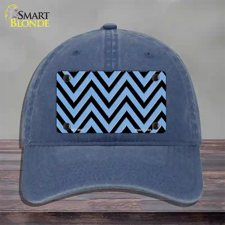 Light Blue Black Chevron Novelty License Plate Hat Unconstructed Cotton / Navy