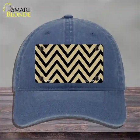 Gold Black Chevron Novelty License Plate Hat Unconstructed Cotton / Navy