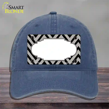 Grey Black Chevron Scallop Novelty License Plate Hat Unconstructed Cotton / Navy