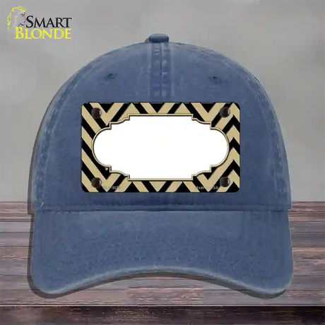 Gold Black Chevron Scallop Novelty License Plate Hat Unconstructed Cotton / Navy