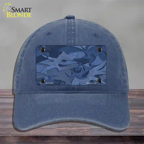 Camouflage Solid Blue Novelty License Plate Hat Unconstructed Cotton / Navy