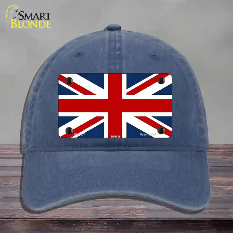 Britain Flag Novelty License Plate Hat Unconstructed Cotton / Navy