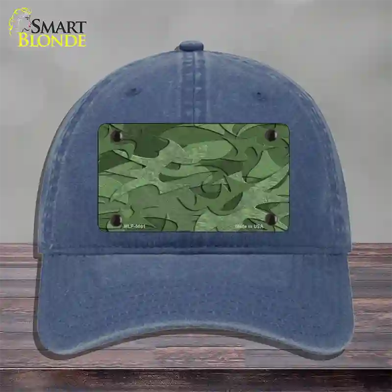 Green Camouflage Novelty License Plate Hat Unconstructed Cotton / Navy