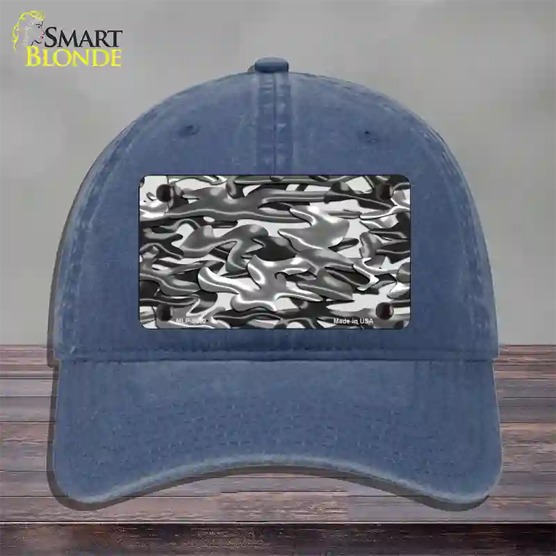 Grey Camouflage Novelty License Plate Hat Unconstructed Cotton / Navy