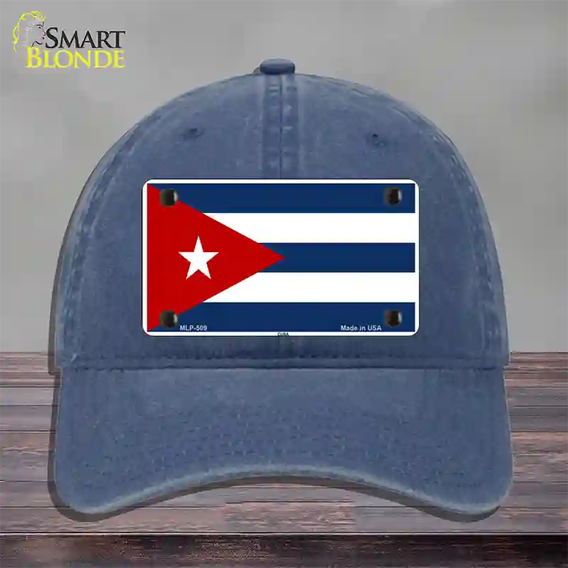 Cuba Flag Novelty License Plate Hat Unconstructed Cotton / Navy