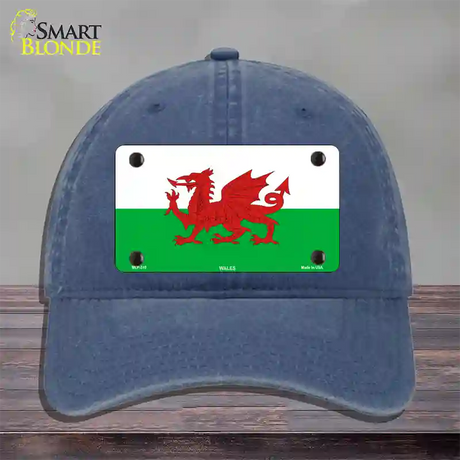 Wales Flag Novelty License Plate Hat Unconstructed Cotton / Navy