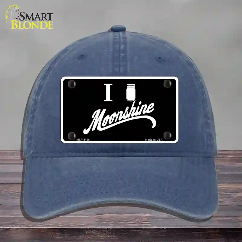 I Love Moonshine Novelty License Plate Hat Unconstructed Cotton / Navy