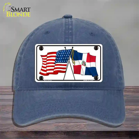 United States Dominican Republic Crossed Flags Novelty License Plate Hat Sign Unconstructed Cotton / Navy