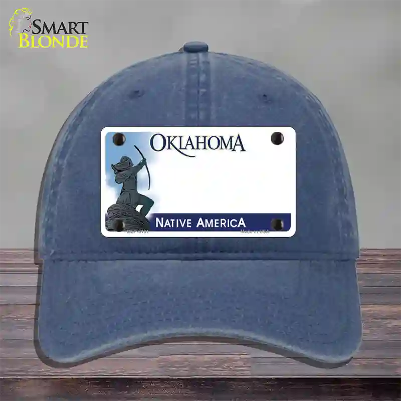 Oklahoma Native America State Blank Novelty License Plate Hat Unconstructed Cotton / Navy