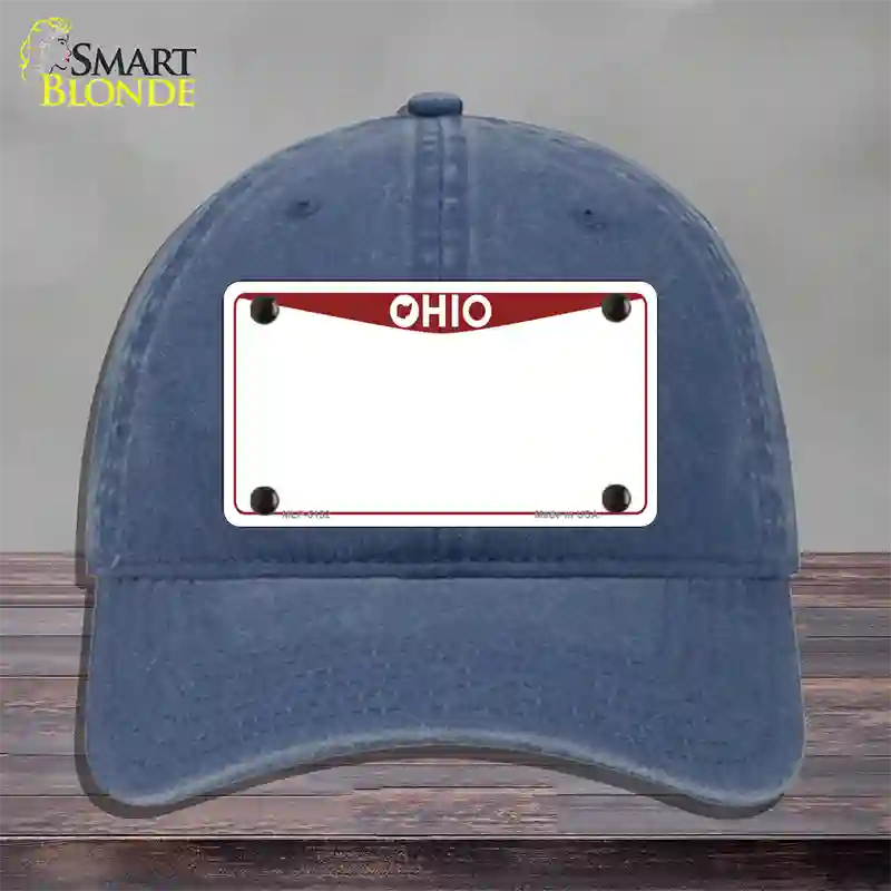 Ohio Maroon Blank Novelty License Plate Hat Unconstructed Cotton / Navy