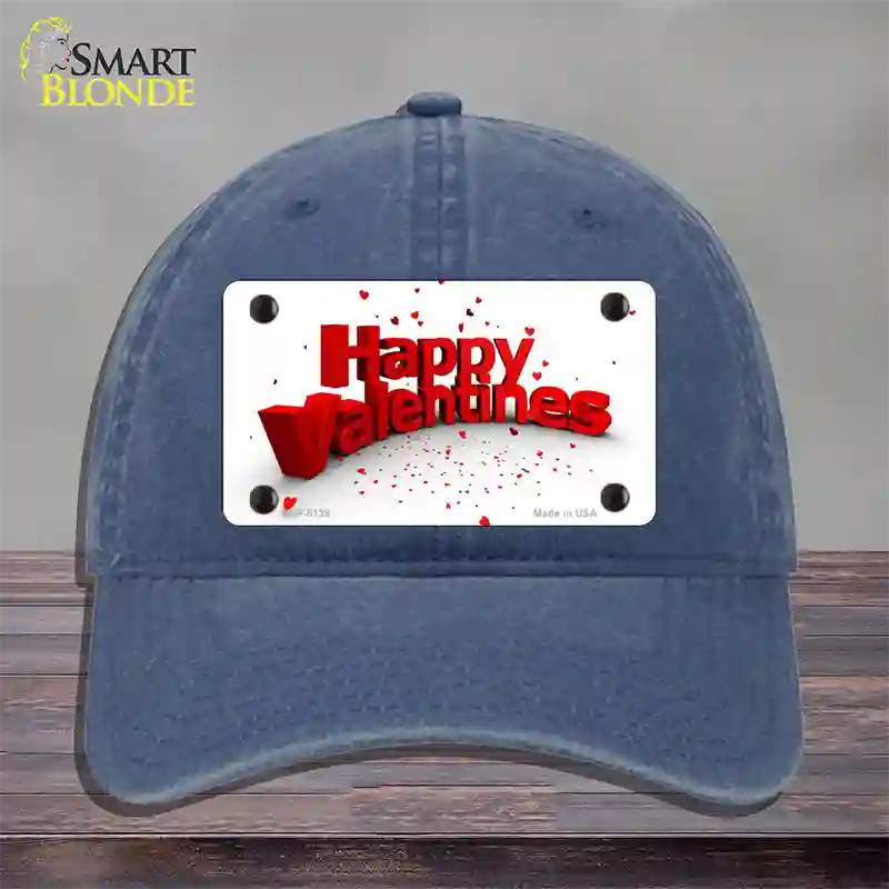 Happy Valentines Novelty License Plate Hat Unconstructed Cotton / Navy