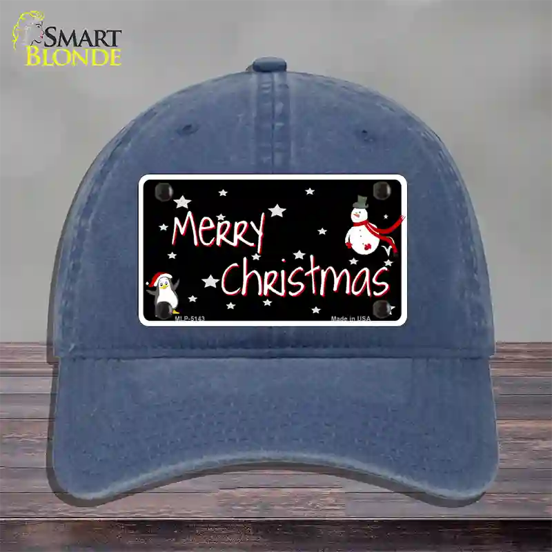 Merry Christmas Novelty License Plate Hat Unconstructed Cotton / Navy