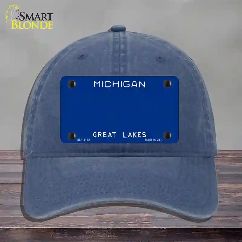 Michigan Great Lakes Plate State Blank Novelty License Plate Hat Unconstructed Cotton / Navy