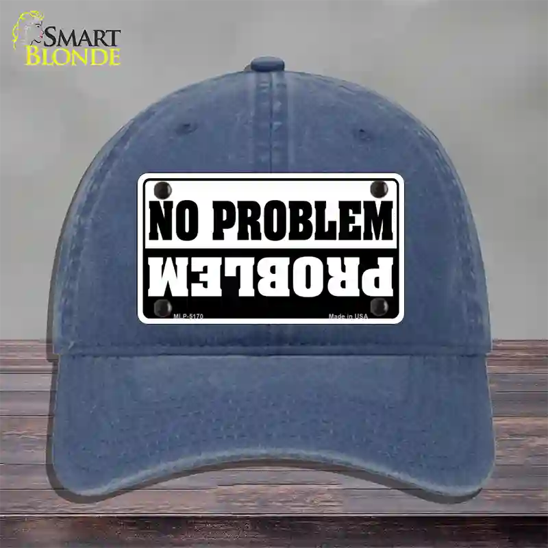 No Problem Novelty License Plate Hat Unconstructed Cotton / Navy