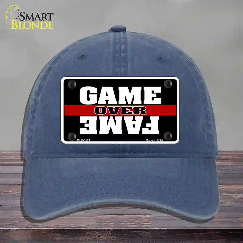 Game Over Fame Novelty License Plate Hat Unconstructed Cotton / Navy