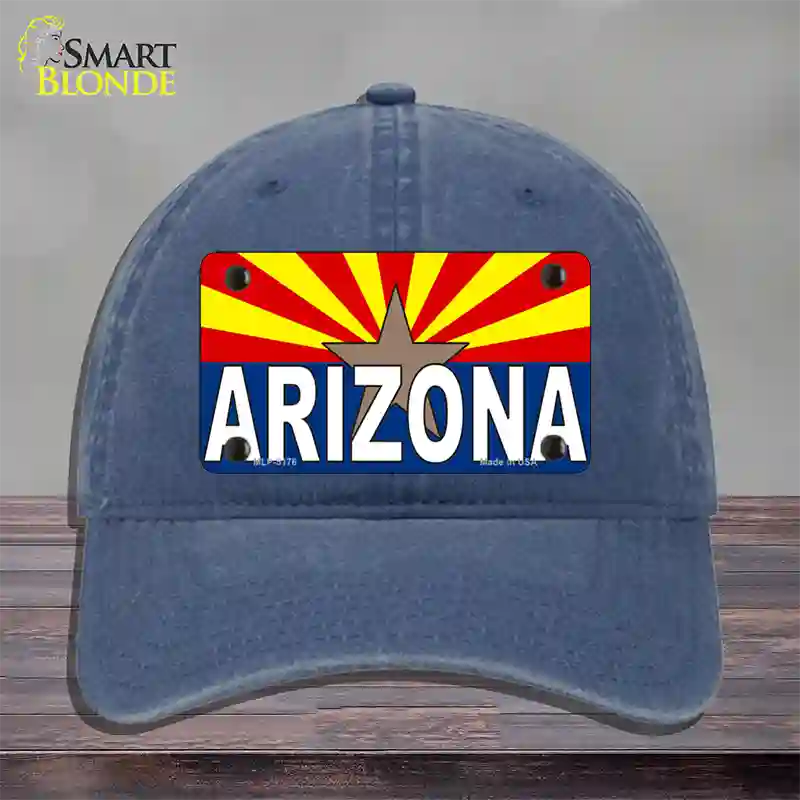 Arizona Flag White Arizona Novelty License Plate Hat Sign Unconstructed Cotton / Navy