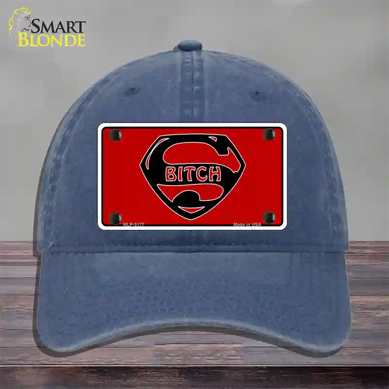 Super Bitch Novelty License Plate Hat Unconstructed Cotton / Navy