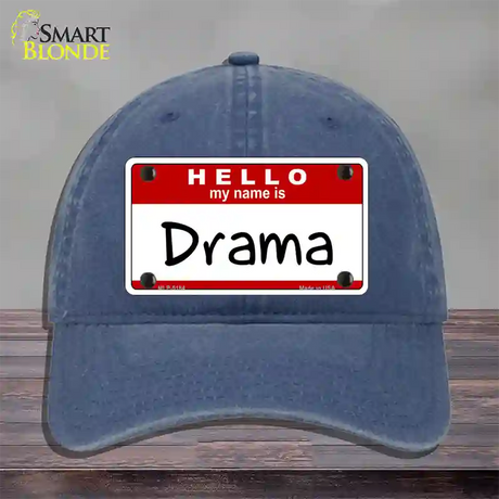 My Name Is Drama Novelty License Plate Hat Unconstructed Cotton / Navy