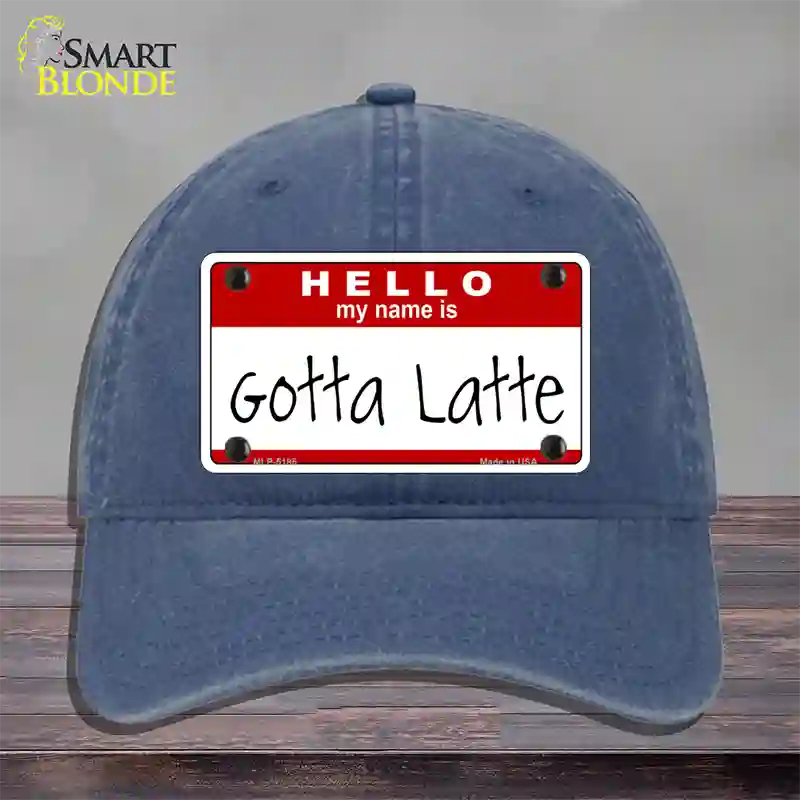 Gotta Latte Novelty License Plate Hat Unconstructed Cotton / Navy