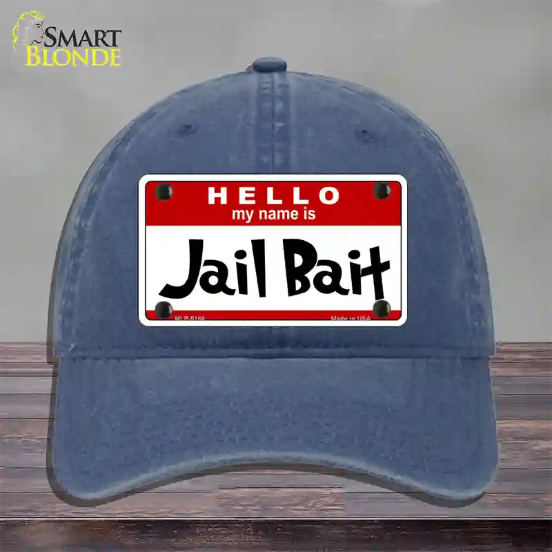 Jail Bait Novelty License Plate Hat Unconstructed Cotton / Navy