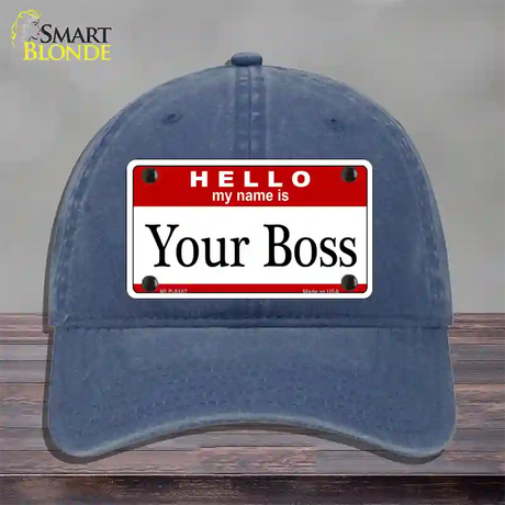 Your Boss Novelty License Plate Hat Unconstructed Cotton / Navy