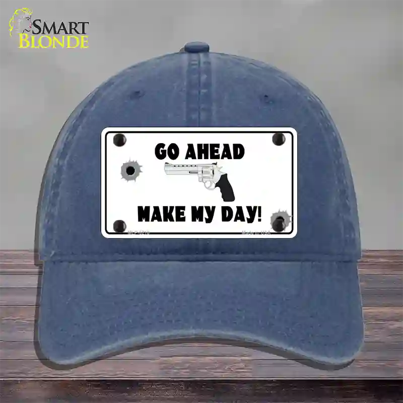 Go Ahead Make My Day Novelty License Plate Hat Unconstructed Cotton / Navy