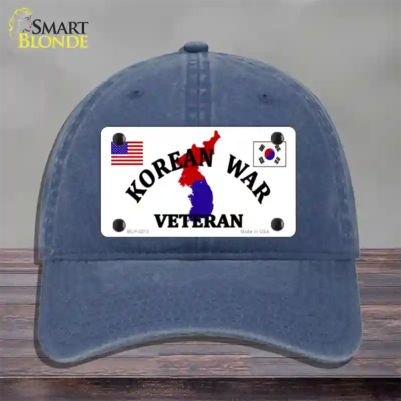 Korean War Veteran Novelty License Plate Hat Unconstructed Cotton / Navy