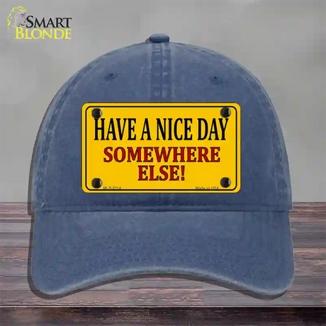 Have a Nice Day Novelty License Plate Hat Unconstructed Cotton / Navy