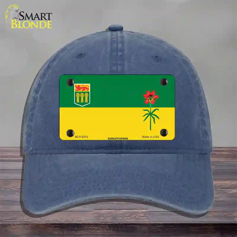 Saskatchewan Flag Novelty License Plate Hat Unconstructed Cotton / Navy