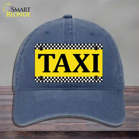 Taxi Novelty License Plate Hat Unconstructed Cotton / Navy