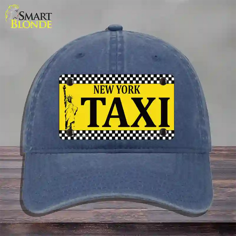 New York Taxi Novelty License Plate Hat Unconstructed Cotton / Navy